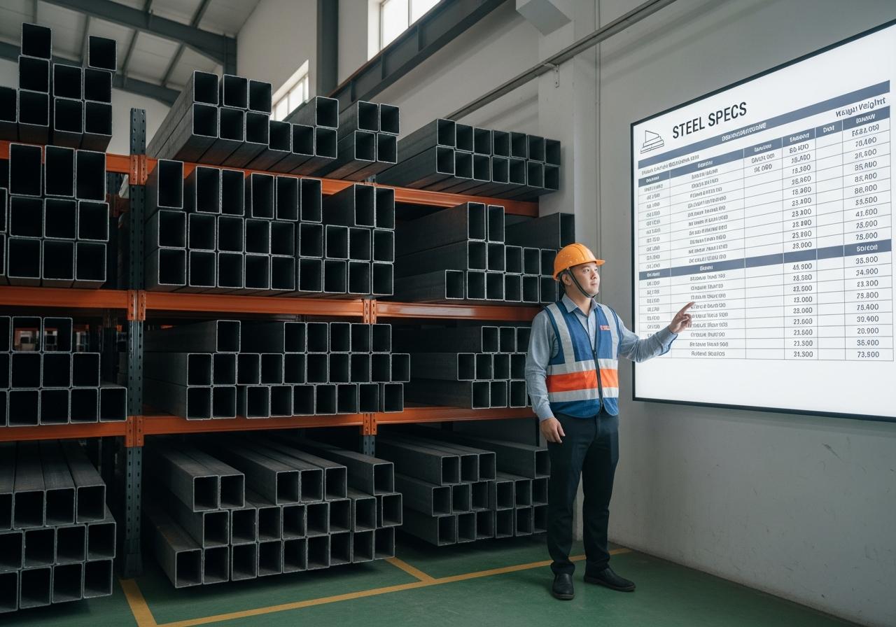 2. Bảng tra quy cách và trọng lượng thép hộp 50x100 chuẩn