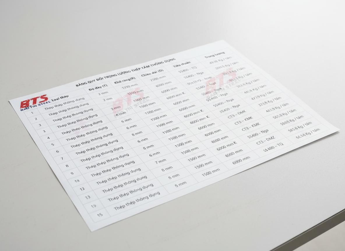 Công thức tính khối lượng thép tấm chi tiết và ví dụ minh họa