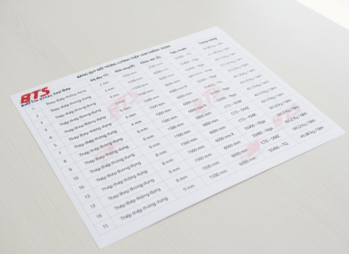 Công thức tính khối lượng thép tấm chi tiết và ví dụ minh họa